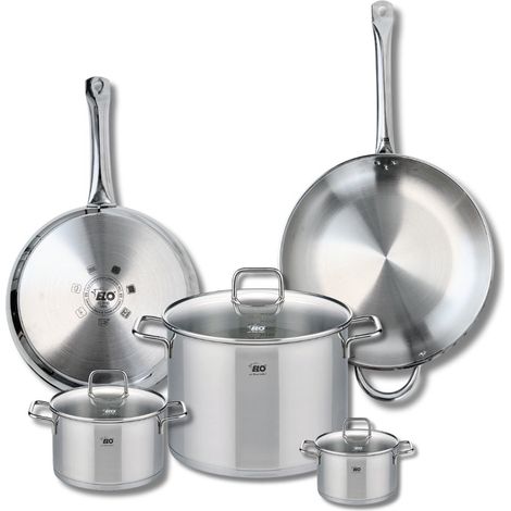 Ensemble de 2 Poêles de cuisson 28 et 32 cm et 3 faitouts 12, 16 et 26 cm Elo Profi Citrin (1/5)