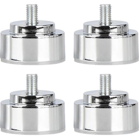 Pieds métalliques robustes réglables à filetage M10, adaptés aux canapés, lits, tables et armoires, lot de 4, argent, 3 cm. (1/5)