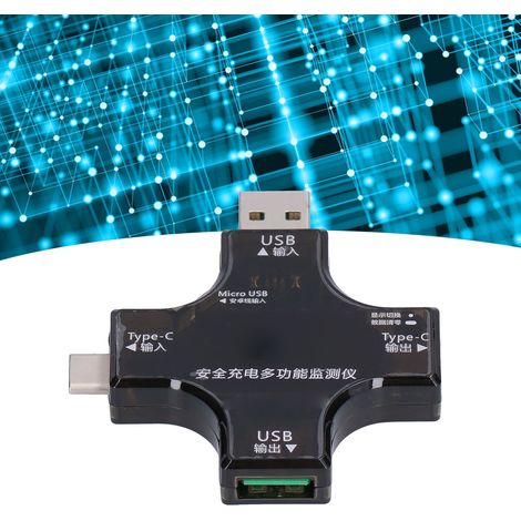 USB-Protokolltester mit Typ-C PD-Handyladegerät-Display, Digitalvoltmeter, Amperemeter und Wattmeter, 5-Port-HD-Farbprotokolltester (Nicht-Bluetooth-Version) (1/5)