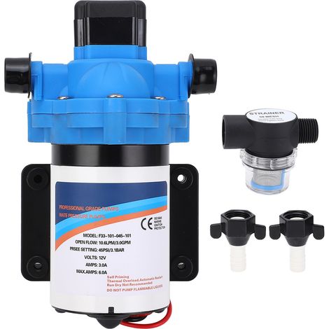 12-V-Gleichstrom-Frischwasserpumpe für Wohnmobile, selbstansaugende Membranpumpe mit Druckschalter, 3,0 GPM, 45 PSI für Boote, Yachten und Wohnwagen (1/5)