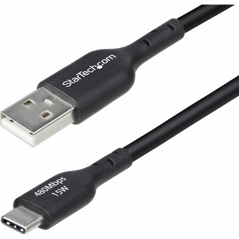 StarTech.com Cavo di Ricarica USB-A a USB-C da 3m - Cavetto di Carica Rapida USB-A a Type-C da 3A, Cavo per Trasferimento Dati USB 2.0 rivestito in TPE - Nero (1/5)