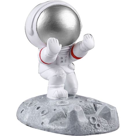 Porte-téléphone amusant astronaute en résine synthétique, décoration de bureau pour maison et voiture, support de téléphone argenté (1/5)