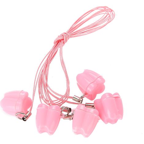 5pcs Boîte de Rangement pour Dents de Lait en Plastique Rose avec Collier Dent de Lait et Cordon (1/5)