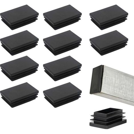 16 tapas de extremo perforadas de 60x40 mm para tubos cuadrados, tapas de extremo cuadradas de plástico PE, tapas de extremo para patas de sillas (1/5)