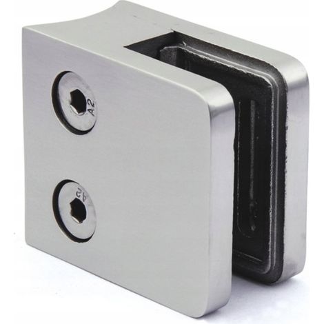 Soporte de vidrio para balaustrada inox 304 45X45 satinado pulido para tubo FI 42.4 SET. (1/4)