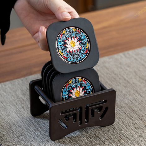 Lot de 6 sous-verres, protège-table, cadeau idéal — (1/5)