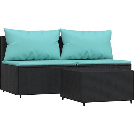Maison Exclusive - Set Divani da Giardino 3 pz con Cuscini Nero in Polyrattan