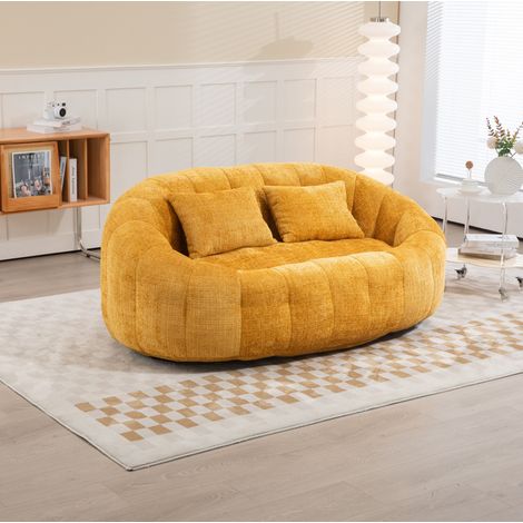 Divano sacco a due posti in ciniglia giallo OKMYHOME (1/5)