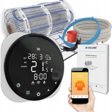 Heizmatte für Badezimmer-Fußbodenheizung, Thermostat-Set 2 m²