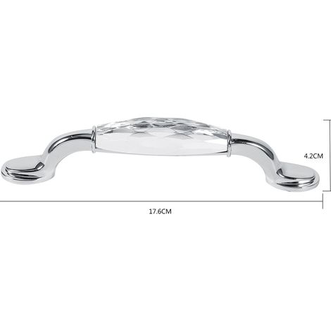 Poignées de porte en verre, boutons de placard de cuisine, poignées de penderie, entraxe des trous, transparent comme du cristal, 128 mm (1/4)