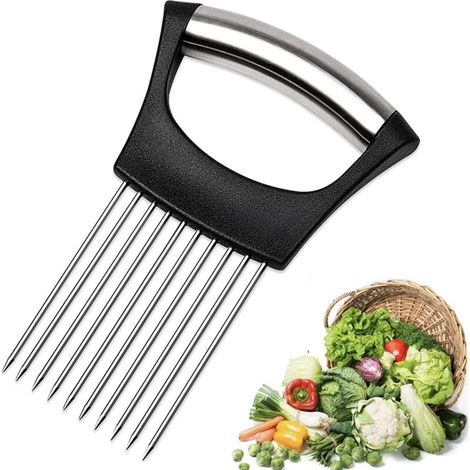 Zwiebelmesserhalter aus Edelstahl, Schneidezubehör für Tomaten und Zwiebeln, praktische Küchenhilfe - Crezuo