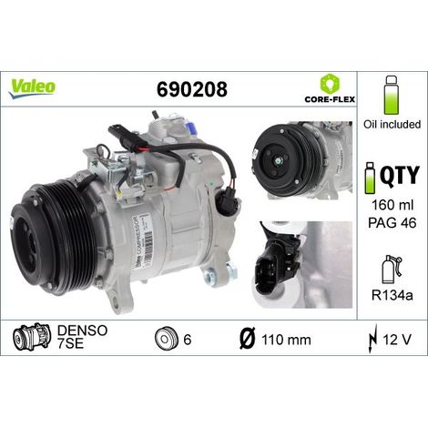 Compresseur, climatisation VALEO 690208 BMW 6 805 070 64 50 6 805 070