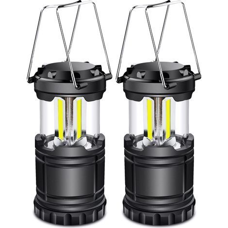 Lanterne Camping LED, Lampe Camping portable 350LM avec poignées en métal, pour Tente Camping Randonnée Pêche Cave etc, 2 pièces [Classe énergétique A+] (1/5)