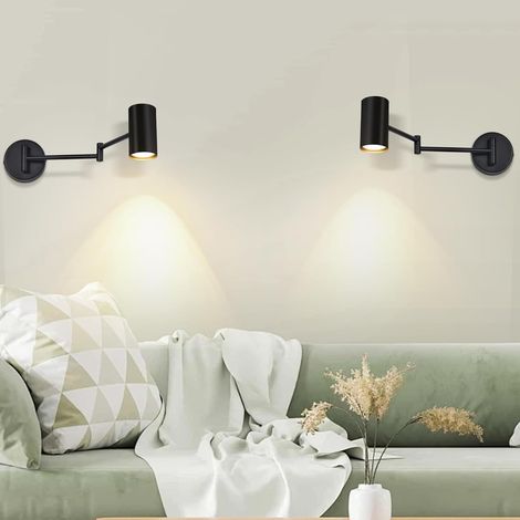 ZMH Applique Murale d'intérieur Noir - Lot de 2 Appliques Murales Vintage Chambre Applique GU10 pour Salon Couloir - sans Ampoule (1/5)