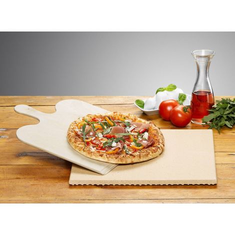 Pizzastein PS 16 Pizza- / Brotbackstein mit Holzschaufel 35x35x1,4cm (1/4)