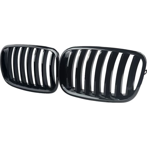 Parrilla delantera tipo riñón, acabado en negro brillante, plástico ABS de alta calidad, dimensiones 41x25x13 cm, compatible con el SUV de lujo E70 (2007-2013), 2 piezas incluidas (1/5)
