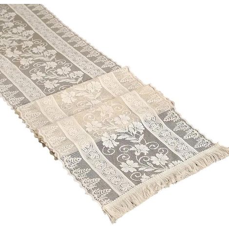 30220 cm, Camino de mesa, mantel, camino de mesa de encaje, camino de mesa boho, caminos de mesa rústicos vintage, mantel elegante, Beige (1/5)