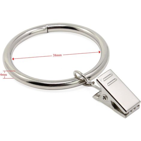 Vente directe de pinces à rideaux + anneaux en acier, tringles à rideaux et barres de douche haute résistance, antirouille et antidérapantes, accessoires de connexion durables (20 pièces). (1/5)