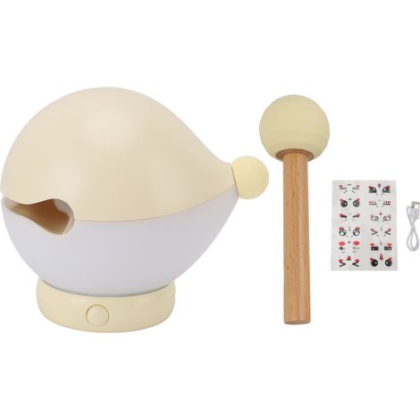 Veilleuse en bois en forme de poisson, rechargeable, sans fil, à intensité variable, avec de jolis autocollants, 3 niveaux de luminosité, couleur abricot (1/5)