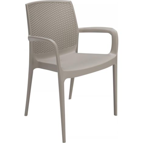 Poltrona da giardino impilabile schienale effetto rattan Marrone (1/4)
