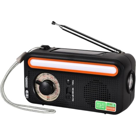 Radio portable solaire à manivelle AM FM WB multibandes dynamo avec batterie externe 2000 mAh alarme SOS pour camping voyage urgence (1/5)