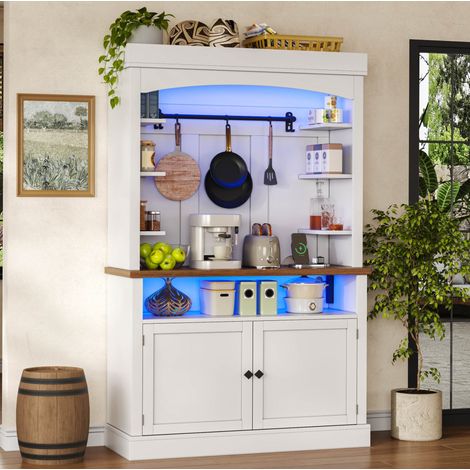 Hochschrank 106/43/183 cm in Weiß mit LED und Steckdose (1/5)