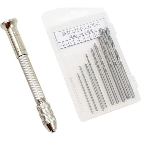 Mini Perceuse à Main avec 10 PCS Micro Forets Hélicoïdaux pour Figurines (de 0.8-3.0mm), Mini Micro Outils de Forage à Main Outils Rotatifs, Hobby Outils (1/5)