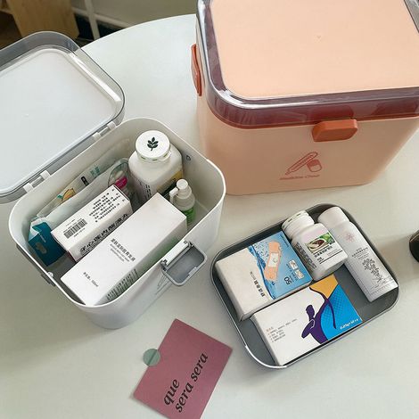 Trousse de premiers secours simple et de grande capacité, idéale pour la maison et la famille, le rangement de médicaments et de produits pharmaceutiques, boîte de rangement pour chambre d'étudiant, p (1/5)