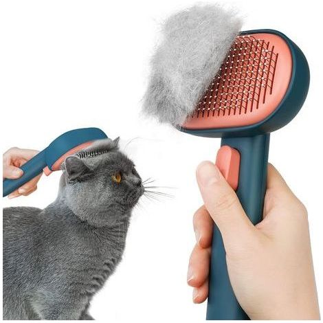 Brosse Chats Chiens,Brosse pour Chat Autonettoyante pour Chat Chien Poil Long Court en Conception à une Touche, pour Eliminer Efficacement jusqu\'à 95% des Poils Morts et Poils Tomentose(VERT) (1/5)