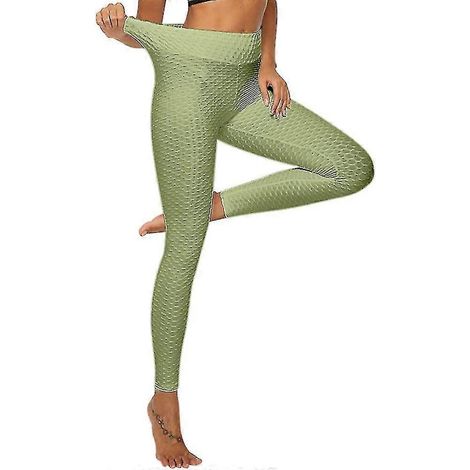 Leggings pour femmes, taille haute, pantalon de yoga, effet push-up, jacquard, froncé, gainant, effet ventre plat, effet push-up, gris, blanc, noir, violet, fitness, salle de sport.-S-Dark Green (1/5)
