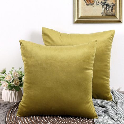 Federe decorative 40x40 cm in velluto verde, set da 2