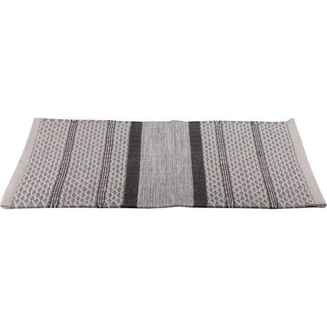 Tapis de bain en coton rayé gris 50x80cm