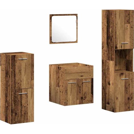 Ensemble de mobilier de salle de bain 4 pc Bois Ancien vidaXL