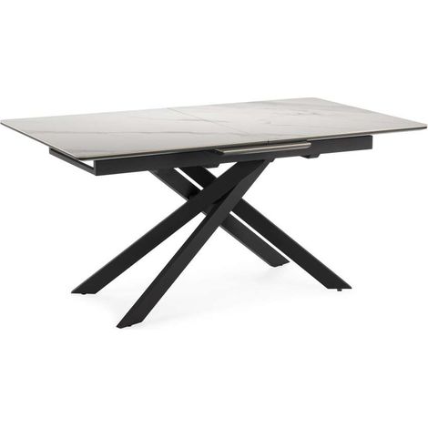 Mesa para comedor extensible Md-Darío acabado blanco mate, 160/200cm(ancho) 76cm(altura) 89.50cm(fondo). (1/5)