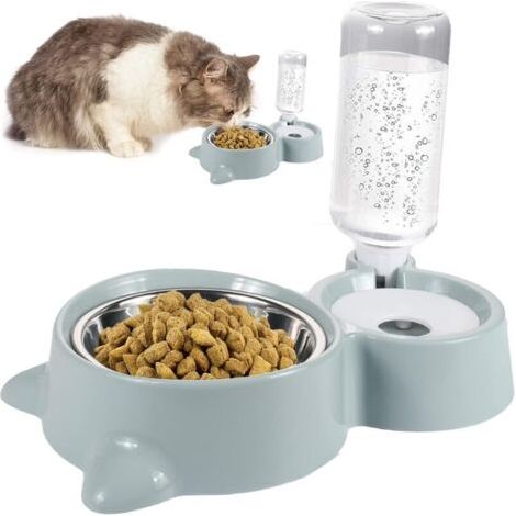 Double Cat Bowl, Double Bowl Food Bowl for Cats and Small Dogs, Green 2-in-1 Cat Bowls (1/3)