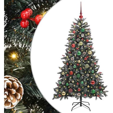 Sapin de Noël artificiel vert, 150 cm, en PVC, plastique et acier. (1/5)