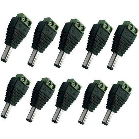Lot de 10 connecteurs mâles pour câble d'alimentation CC 5,5 mm x 2,1 mm pour caméra de vidéosurveillance (1/5)