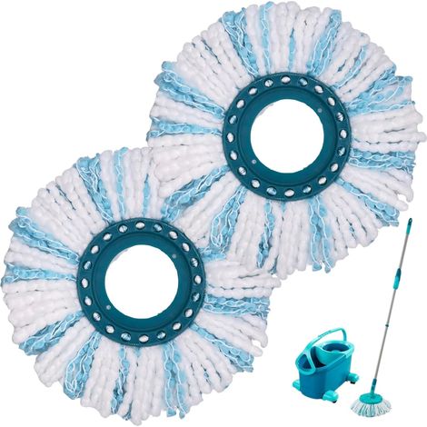 2 Serpillière Microfibre Compatible Leifheit Clean Twist Lavable 30° Sols Intérieurs (1/5)