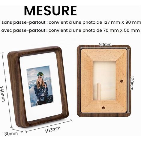 Wooden Table Photo Frame 9x13cm, and with Mat for Photo 5x7cm, Natural Walnut Wood (1/4)