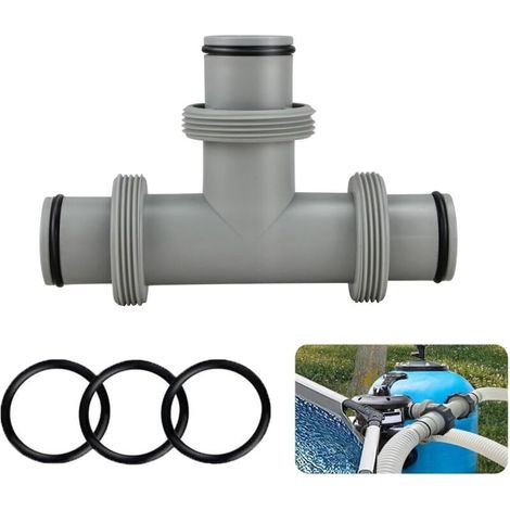 Raccord de Tuyau en T Piscine 38mm,Raccord en T pour Piscine,Connecteur de Tuyau de Piscine pour Tuyau de 38mm,Kit de raccordement pour piscine Intex Coleman (1/4)