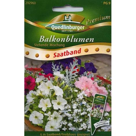 Quedlinburger Balkonblumen Stehende Mischung Saatband - Premium Blumensamen (1/2)
