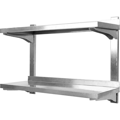 80 x 30 cm Étagère Murale En Inox avec 2 Niveaux Plateaux (1/5)