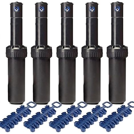 Lot de 5 Arroseurs Compatible Rain Bird 5004-PC. Portée de 7,6 à 15,2 mètres. Filetage Femelle 3/4", Noir