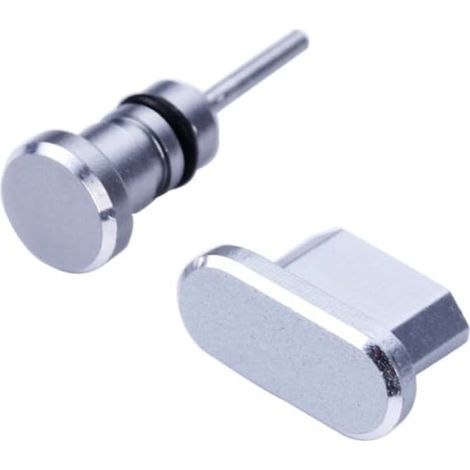 Bouchons Anti-poussière Solution de Rangement Simple Étui Transparent 2pcs en Alliage D'aluminium pour Prise Micro USB et Jack 3,5 Mm pour Téléphones (1/5)