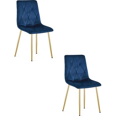 Silla Libra - terciopelo azul marino / patas doradas x 2 (1/5)