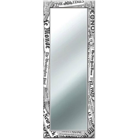 Lupia - Specchio da Parete Moderno Lungo, MIRROR FANTASY JOURNAL, Cornice Stampata in Legno, Ideale per Camera, Soggiorno, Ingresso, Journal Black, Legno, 44x127 cm Journal Black (1/4)