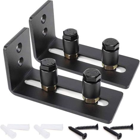 Lot de 2 rouleaux de guidage au sol réglables pour bas de porte coulissante - Noir - Super lisse et silencieux - Facile à installer (2 rouleaux) - S'adapte à toutes les tailles de portes