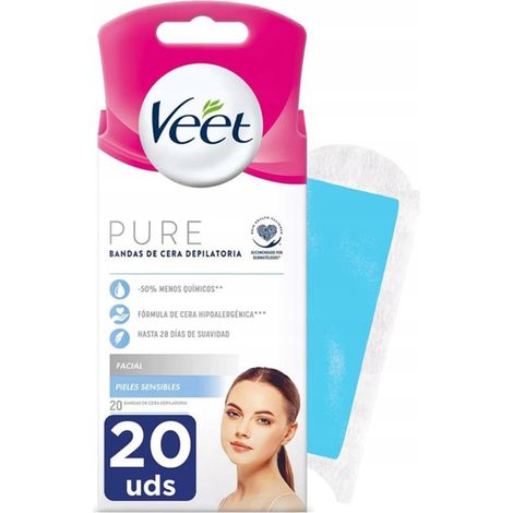 Parches depilatorios faciales Veet Pure, 20 unidades