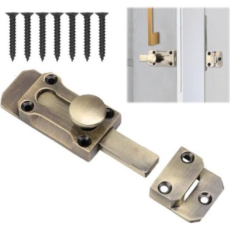 Loquet Porte, Verrou de Porte Coulissante Loquet 3 Pouces (7,5 cm) en Laiton Serrure Portail Interieure/Extérieure avec Vis Pour Fenêtre, Placard, Jardin (Style Rétro) (1/4)