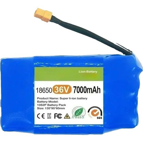 Batterie lithium-ion rechargeable, capacité de 12000mAh, tension de 36V, 7000mAh (1/2)